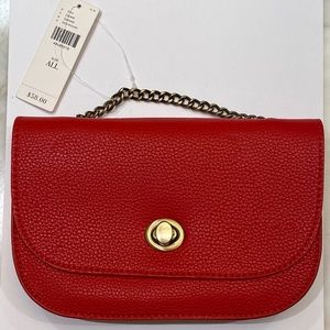New Anthropologie Red Leather Crossbody Bag